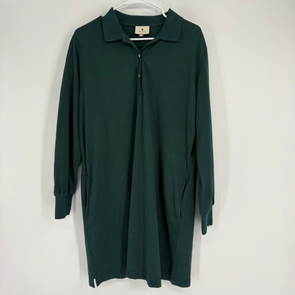 NWT Tuckernuck June Bug Polo Shirt Dress Green‎ Cotton Size M Long Sleeve